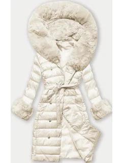 Dámsky kabát s gombíkmi vo farbe ecru (5M3160/1-254)