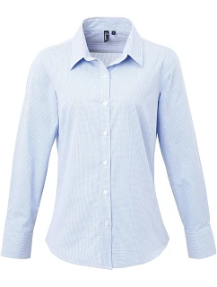 PR 320 Popelínová kostkovaná halenka s dl. rukávem model 22483206 light blue/white - Premier