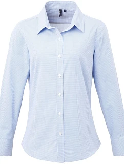 PR 320 Popelínová kostkovaná halenka s dl. rukávem model 22483206 light blue/white - Premier