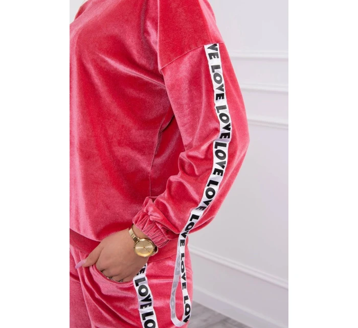 Velúrová súprava Love malinová