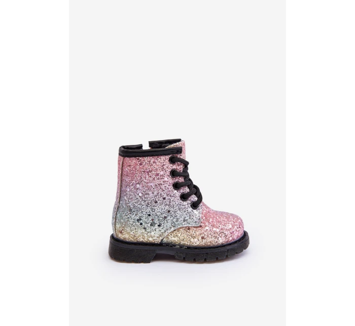 Dziecięce Brokatowe Botki Ocieplane z Suwakiem Multikolor Saussa Dziecięce Brokatowe Botki Ocieplane z Suwakiem Multikolor Saussa