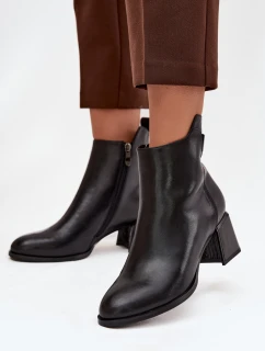 Dámské kožené kotníkové boty na podpatku vyhřívané černé model 21711915 - Boto