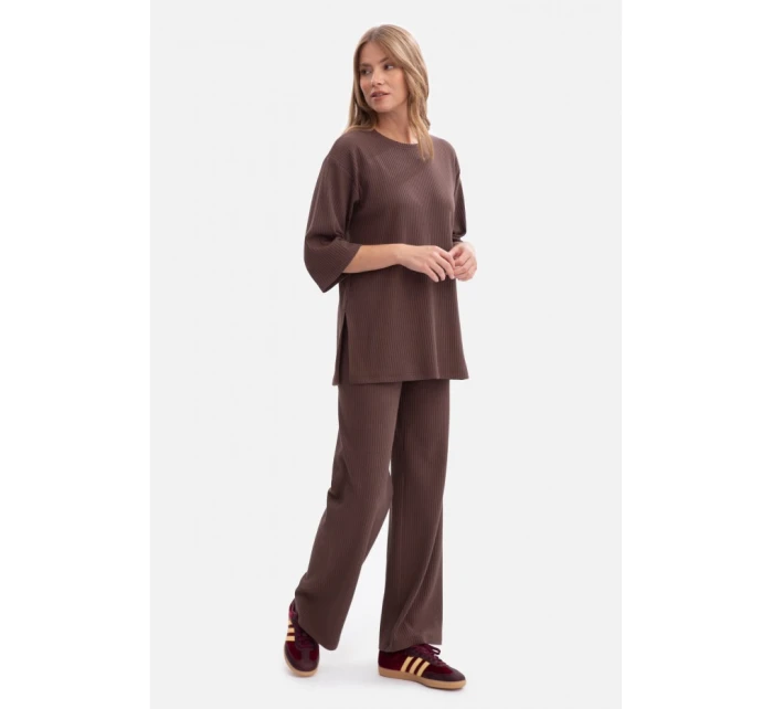 model 21379872 Žebrovaný pletený top hnědý - BeWear