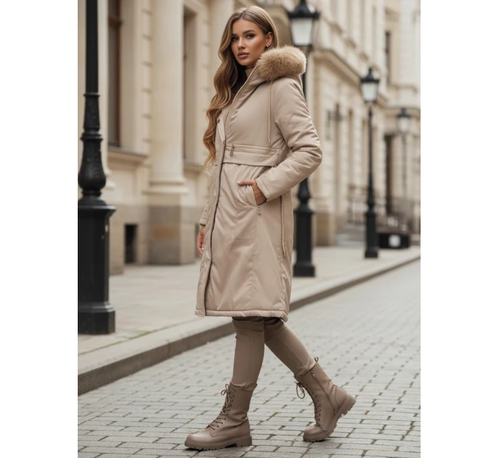Dámská zimní bunda parka s kožešinou béžová Dstreet model 21991641 - FashionStreet