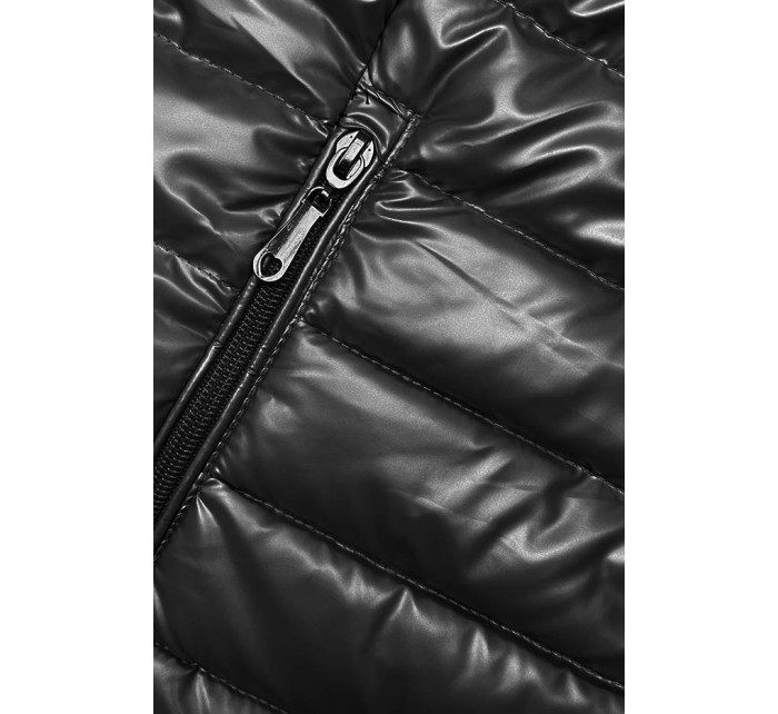 Čierna prešívaná dámska bunda so stojačikom (16M9110-392)