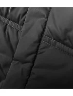 Dámska čierna voľná bunda s kapucňou (8118)