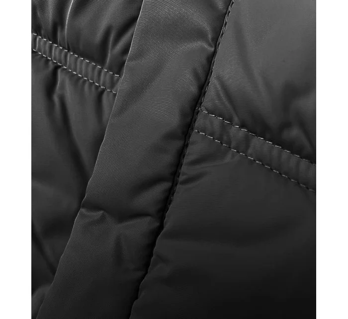 Dámska čierna voľná bunda s kapucňou (8118)