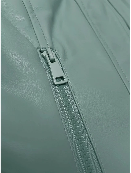 Krátká dámská bunda ramoneska v mátové barvě se stojáčkem model 19576633 - J.STYLE
