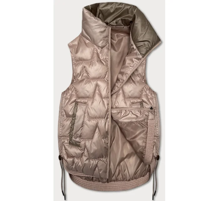 růžová krátká dámská vesta se stahovacími boky model 20867425 - S'WEST
