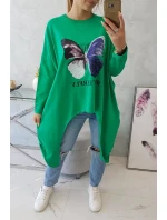 Oversize halenka s potiskem světle zelená Oversize halenka s potiskem světle zelená
