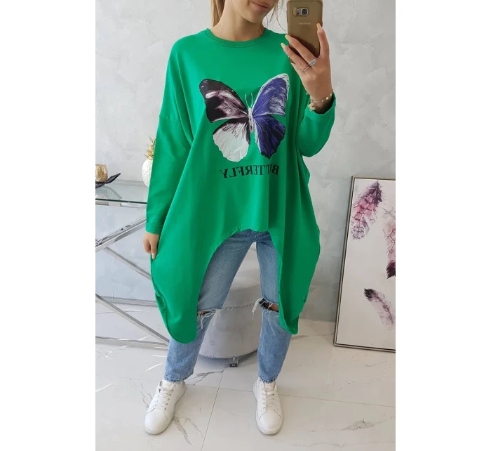 Oversize halenka s potiskem světle zelená Oversize halenka s potiskem světle zelená