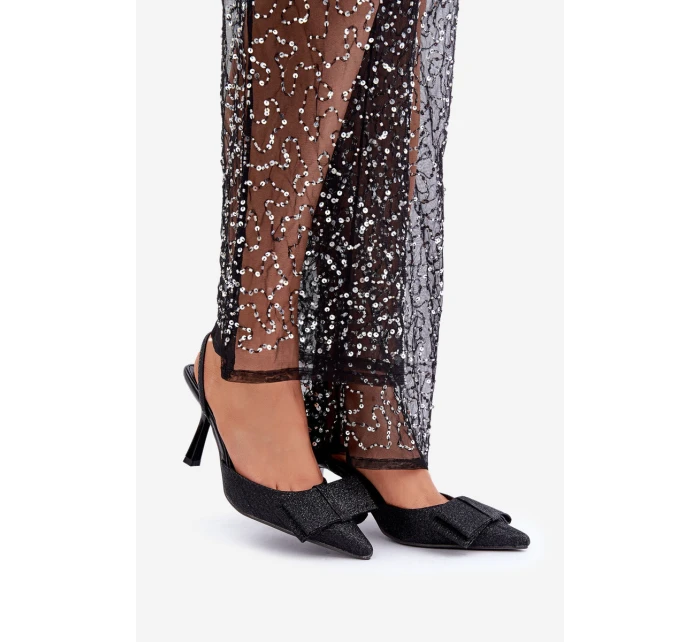 Lesklé Lodičky S Mašlí Černé model 21681046 - Boto