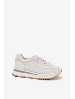 Skórzane Sneakersy Damskie Na Platformie Big Star RR274A333 Białe Skórzane Sneakersy Damskie Na Platformie Big Star RR274A333 Białe