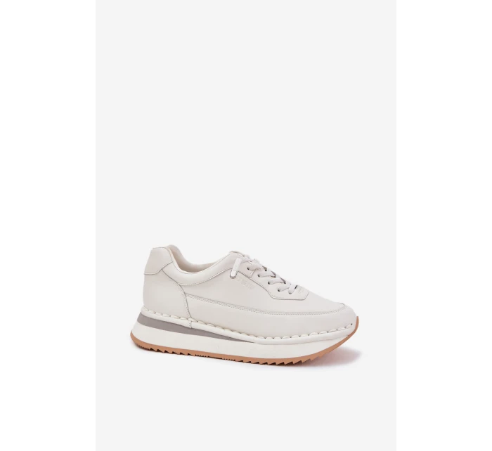 Skórzane Sneakersy Damskie Na Platformie Big Star RR274A333 Białe Skórzane Sneakersy Damskie Na Platformie Big Star RR274A333 Białe