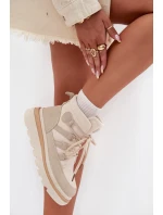 Damskie Botki Trapery Na Platformie Jasnobeżowe Liorae Damskie Botki Trapery Na Platformie Jasnobeżowe Liorae