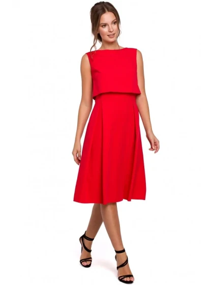 model 18002426 Přiléhavé šaty s odhalenými zády červené - Makover