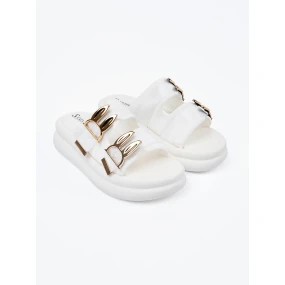 Originální dámské  nazouváky bílé platforma