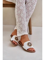 Kožené Pantofle S Dekorací Na Plochém Podpatku Bílé Lewski model 21682268 - Boto Kožené Pantofle S Dekorací Na Plochém Podpatku Bílé Lewski model 21682268 - Boto