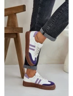 Zazoo N1068S6 Skórzane Niskie Sneakersy Damskie Na Platformie Białe