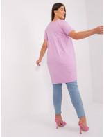 Svetlo fialové dámske základné bavlnené plus size šaty