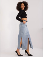 Svetlomodrá maxi džínsová sukňa s rozparky