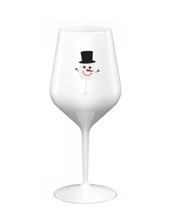 SNĚHULÁČEK - bílá nerozbitná sklenice na víno 470 ml