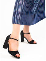 Originálne dámske sandále čierne na širokom podpätku