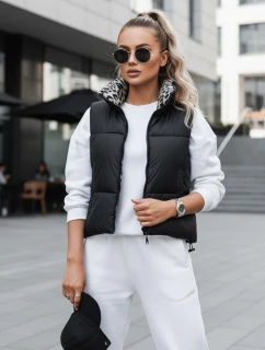 Dámska prechodná krátka prešívaná obojstranná vesta LEOVELLA black FashionStreet TY4649