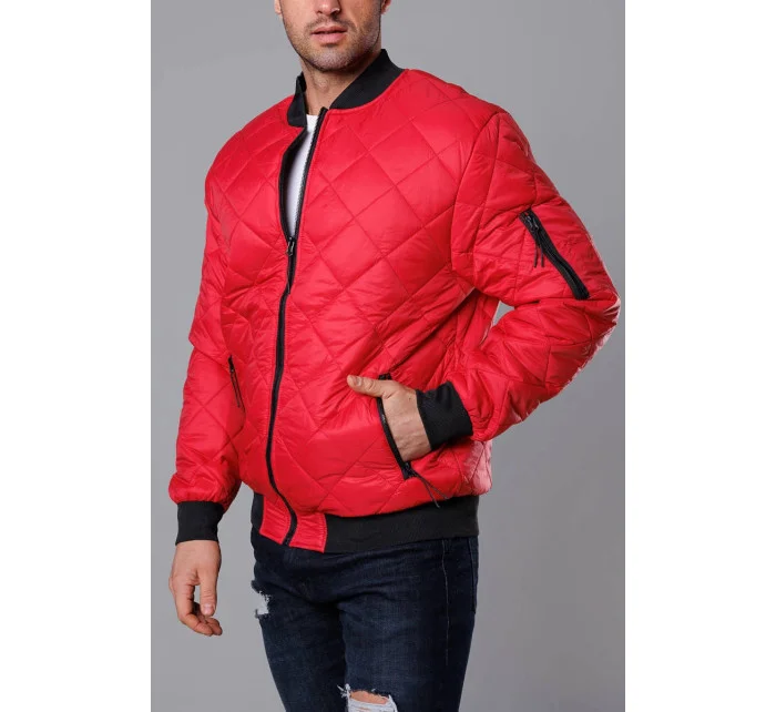 Červená prešívaná pánska bunda typu "bomber" (MY01-5)