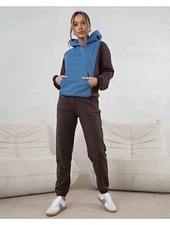 Dámska dvojfarebná tepláková súprava v čokoládovo modrej farbe (554)