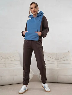 Dámska dvojfarebná tepláková súprava v čokoládovo modrej farbe (554)