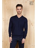 Men Pánský svetr s výstřihem do V night blue model 22500678 - NEOBLU Men Pánský svetr s výstřihem do V night blue model 22500678 - NEOBLU