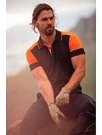 Printer Prime Polo Men Pánske piqué polo z hrubej bavlny 61.5024 čierna/oranžová Printer Prime Polo Men Pánske piqué polo z hrubej bavlny 61.5024 čierna/oranžová