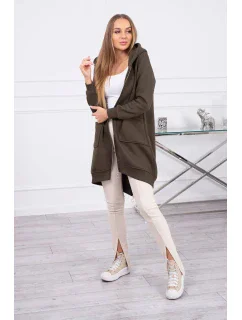 Zateplená mikina so zipsom na chrbte vo farbe khaki