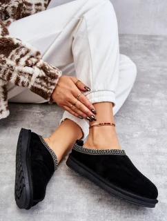 Dámské semišové pantofle s kožíškem černá model 21607416 - Boto