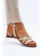 Zazoo 40185 Wygodne Skórzane Wsuwane Sandały Beżowe