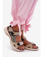 Kožené dámské sandály ve sportovním stylu šedé Morenia