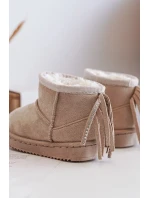 Dětské zateplené sněhule s třásněmi, béžová Mikyla