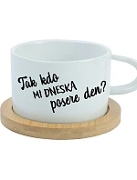 TAK KDO MI DNESKA POSERE DEN? - bílý hrníček makronka 200 ml