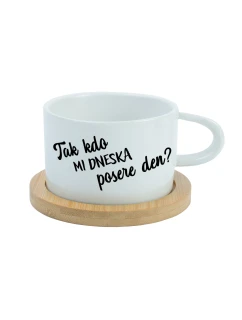 TAK KDO MI DNESKA POSERE DEN? - bílý hrníček makronka 200 ml