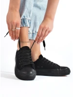 Pohodlné čierne tenisky pre ženy bez podpätku Pohodlné čierne tenisky pre ženy bez podpätku