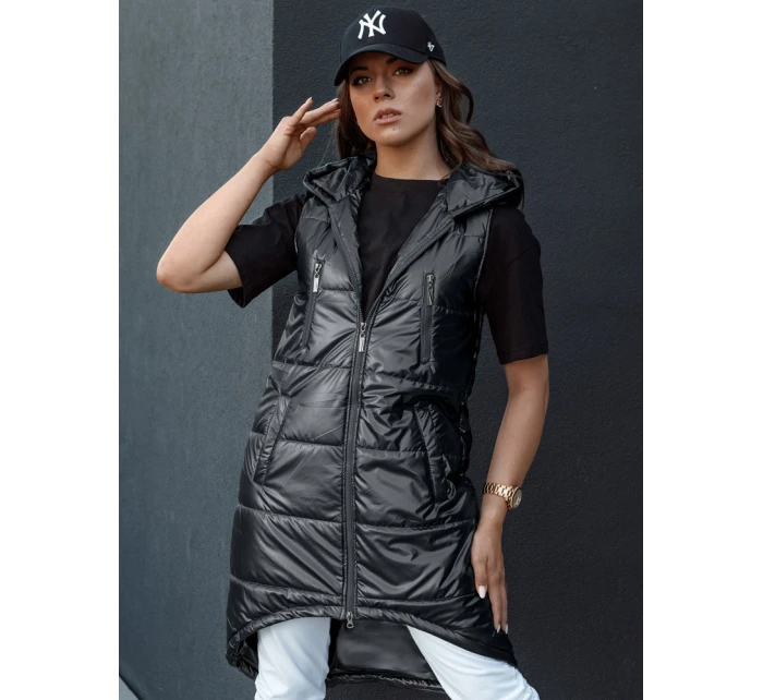 Dámská prošívaná vesta s kapucí dlouhá černá Dstreet model 21979272 - FashionStreet Dámská prošívaná vesta s kapucí dlouhá černá Dstreet model 21979272 - FashionStreet