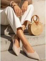 Dámske semišové baleríny so špicatou špičkou béžovej farby FashionStreet ZY1426