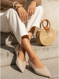 Dámske semišové baleríny so špicatou špičkou béžovej farby FashionStreet ZY1426