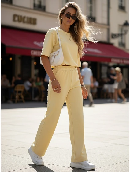 komplet damski z krótkim rękawem żółty model 22194542 - FashionStreet