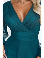 – elegantní maxi šaty s výstřihem do V – mořská zelená model 22342737 - numoco basic