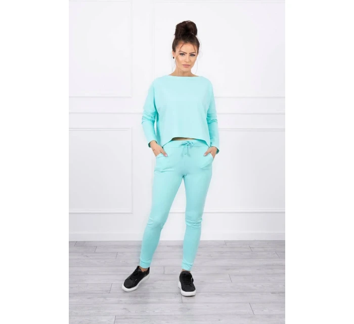 Súprava s oversize blúzkou mint