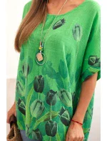 Dámská bavlněná košile s květinovým vzorem zelený Dámská bavlněná košile s květinovým vzorem zelený