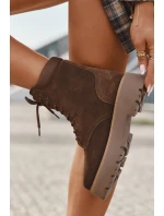 Zamszowe Botki Workery Damskie Sznurowane Big Star SS274792 Brązowe