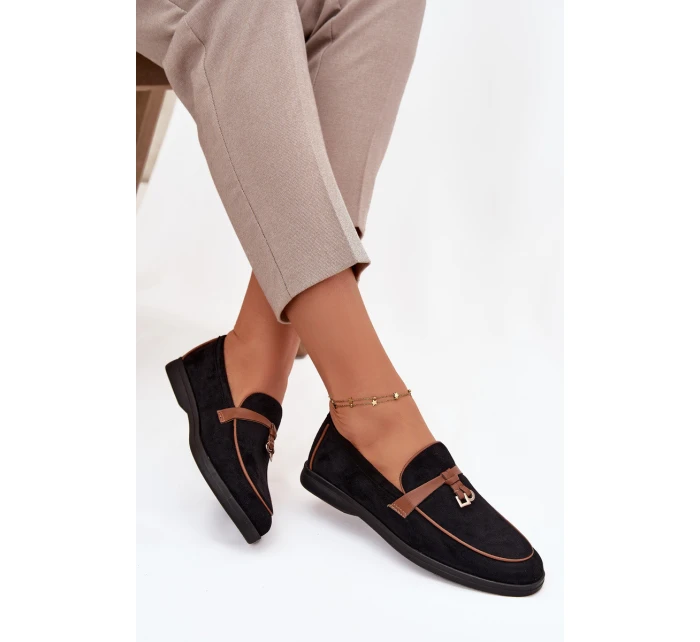 Mokasyny Loafersy Damské Z Eko Semiš Černé Darwen Mokasyny Loafersy Damské Z Eko Semiš Černé Darwen